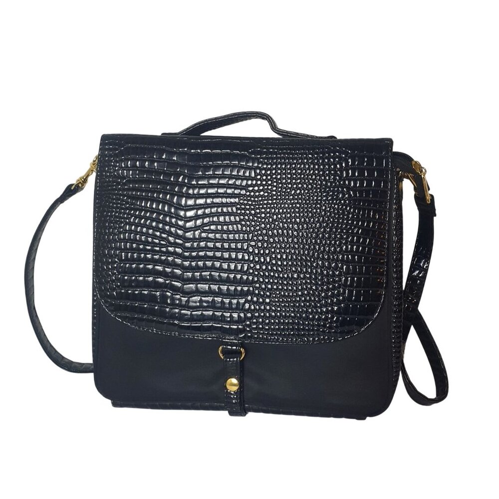 Cosmetic Makeup Bag Professional Black Crocodile Travel Organizer Multi Pockets